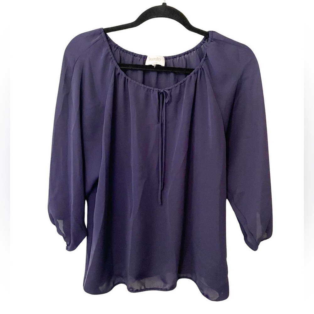 Laundry by Shelli Segal Women's‎ Blouse Flowy Navy Blue Size M
